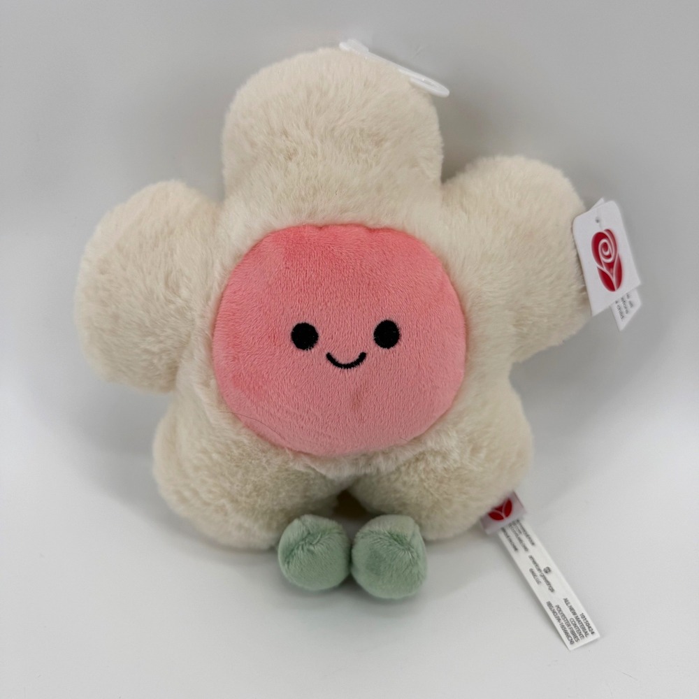 American Greetings Flower Plush Cream Pink Smiling Face Stuffed Toy